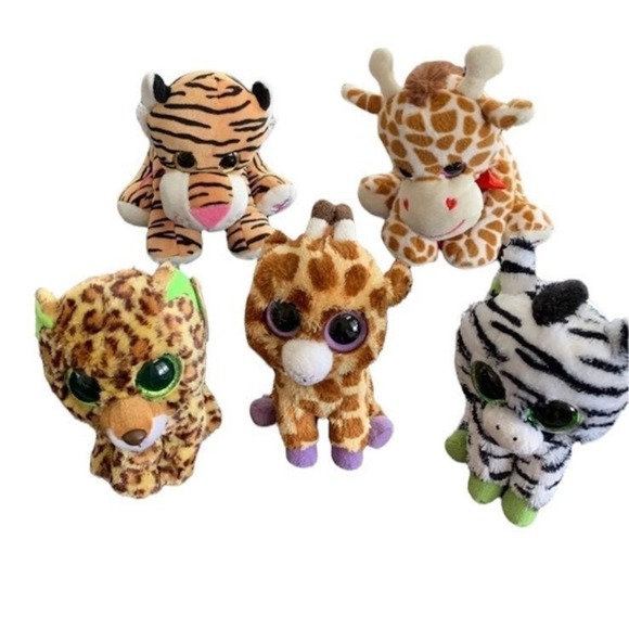 Lot of 5 Beanie Boos and Best Made Toys Plush Safari Wlidlife Bundle - Picture 1 of 8